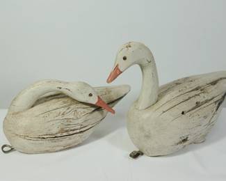 Pair of antique carved goose decoys!