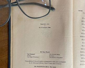 Copyright page of "Dan Barry's Daughter" by Max Brand. Published by P.P. Putnam's Sons, The Knickerbocker Press, New York in 1924.