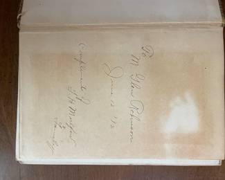 Interior page of "Hiawatha" by Longfellow. Published by H.M. Caldwell Co. New York & Boston, inscribed as a gift: To M. Glen Robinson, June 12, '12. Compliments of J.H. Milford + Family