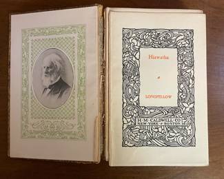 Cover page of "Hiawatha" by Longfellow. Published by H.M. Caldwell Co. New York & Boston.