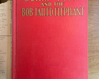 Cover with dust jacket removed of "Jerry Todd and the Bob-Tailed Elephant" by Leo Edwards. Published by Grosset & Dunlap, Inc in 1929. Made in the United States of America.