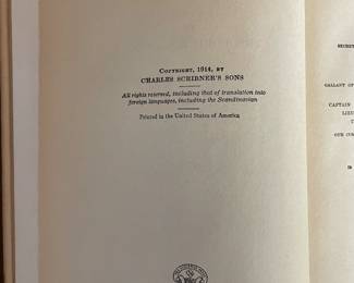 Copyright page of "Through the Brazilian Wilderness" by Theodore Roosevelt. Published by Charles Scribner's Sons, New York in 1925