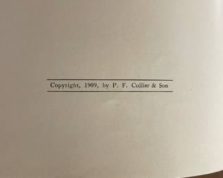 Copyright page of "The American Stage of Today: Biographies and Photographs of One Hundred Leading Actors and Actresses" with an introduction written by William Winter. Published by P.F. Collier & Son, New York in 1910