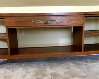 Center and drawer detail of Mid Century Modern Henredon Folio 10 console table
