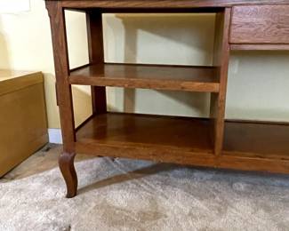 Left shelves detail of Mid Century Modern Henredon Folio 10 console table