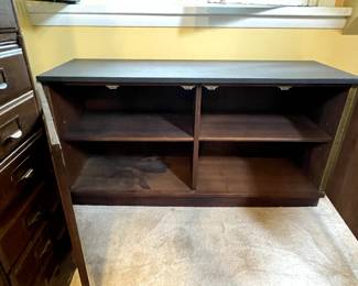 Interior view of Mid-Century Modern slate top rosewood two door credenza, measuring 48" wide x 16 1/4" deep x 25" high