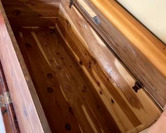 Interior view of Acme Red Cedar Chest, manufactured by Acme Manufacturing company, South Bend, IND. 