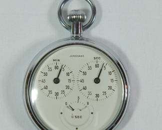 Detail of Gruttert, Junghans 1/10 Second Stopwatch, 55mm with box and guarantee, Frankfurt, 1956. 