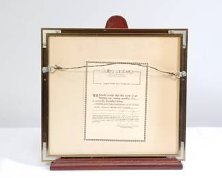 Back view of framed original hand-inked animation cel of Krazy Kat. From a Krazy Kat cartoon. Catalog number 894, Gallery Lainzberg.