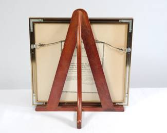 Back view on stand of framed original hand-inked animation cel of Krazy Kat. From a Krazy Kat cartoon. Catalog number 894, Gallery Lainzberg.