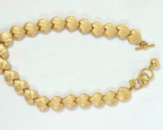 1980s Anne Klein statement heart link toggle clasp choker necklace with ©AK mark and logo charm