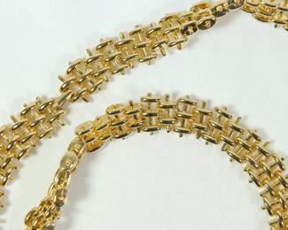 Detail of unique gold chain link necklace