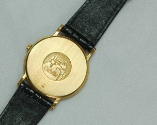 Back of Omega DeVille, Swiss Made wrist watch, with engraved serial number