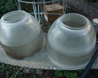 Pair of industrial Holophane lamp shades!