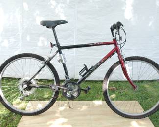 Red and black Axis Murray men's bicycle, Index 21 Speed, made in the USA