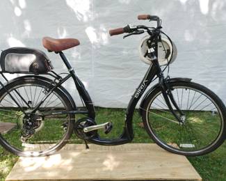 Black Biria Easy Boarding bicycle with luggage rack and bike bag, 46cm, designed in Germany