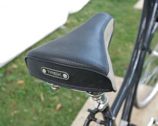 Seat detail of Black Cocoa Trek step-through bicycle