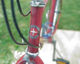 Front detail of Red Miranda Schwinn men's bicycle
