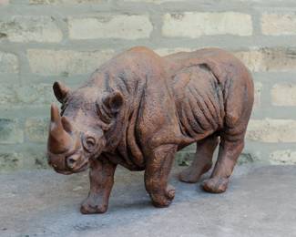 Detail of large rhinoceros figurine