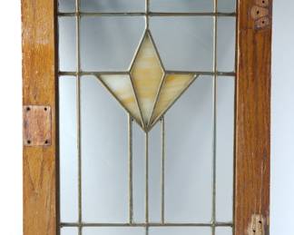 Back view of first wood framed tulip window, measuring 13" wide x 18" high