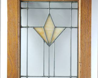 Front view of second wood framed tulip window, measuring 13" wide x 18" high