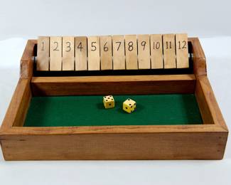 Vintage wooden "Shut the Box" dice game