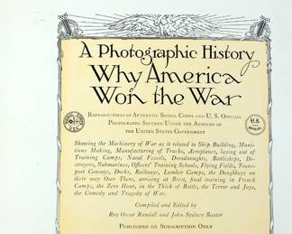 Back cover of "Liberty's Victorious Conflict: A Photographic History of the World War" published by The Magazine Circulation Co, Inc, Publishers of Women's Weekly, Chicago