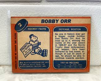 Facts side of hockey card from 1969-1970: Bobby Orr, Boston Defense