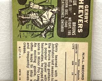 Facts side of hockey card from 1969-1970: Gerry Cheevers, Boston Bruins, Goalie