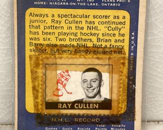 Facts side of hockey card from 1969-1970: Ray Cullen, North Stars, Center