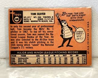 Facts side of baseball cards from 1967-1970: Tom Seaver Mets Pitcher