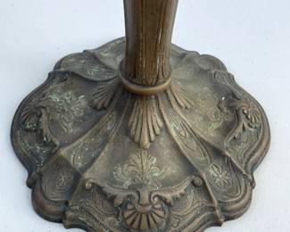 Detail of cast bronze lamp base!!! Antique lamp base No. 3, hand-stamped letters on the bottom rim, reading R Luessow