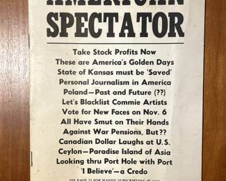 Vintage political ephemera, "American Spectator" edited by Wymar Port, published by Judy Publishing Company in August 1956