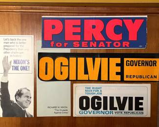 Vintage political ephemera: Richard M. Nixon, Percy for Senator, Ogilvie for Governor