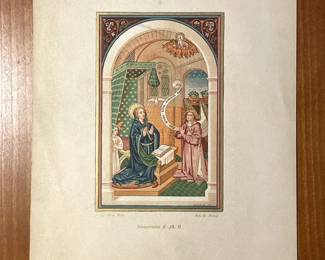 Print from an Austrian "Book of Hours", Image title "Ammuntiatio B.M.U." Druck von H. Reiss in Wien (trans: Print by H Reiss in Vienna)