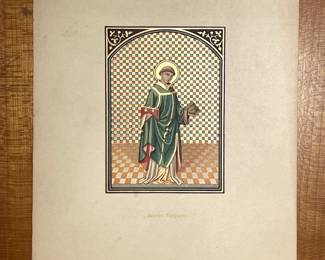 Print from an Austrian "Book of Hours", "Sanctus Stephanus" Druck von H. Reiss in Wien (trans: Print by H Reiss in Vienna)