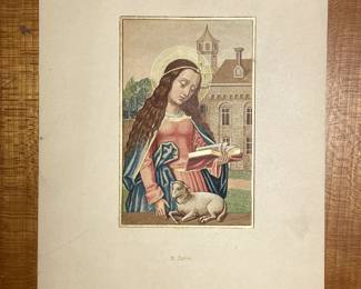 Print from an Austrian "Book of Hours", "S. Agnes" Druck von H. Reiss in Wien (trans: Print by H Reiss in Vienna)
