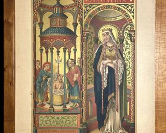Religious print "Clotildis" Imp. Chromolith Hangard Mauge a Paris