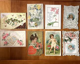 A small sample of the hundreds of postcards: Easter, Birthday, and Valentines postcards