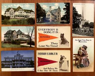 A small sample of the hundreds of postcards: Kenosha, Wisconsin!