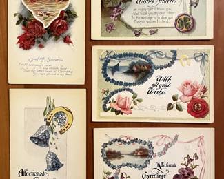 A small sample of the hundreds of postcards: Greeting cards