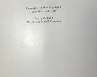 Copyright page of "An Old Sweetheart of Mine" by James Whitcomb Riley, Illustrated by Howard Chandler Christy, published by The Bowen-Merrill Company in 1902