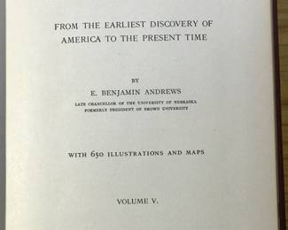 Title page of "The History of the United States" Volume V by E. Benjamin Andrews, published by Charles Scribner's Sons in 1925