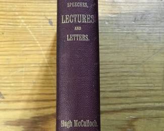 Spine of "Addresses, Speeches, Lectures, and Letters" by Hugh McCulloch, delivered at Fort Wayne, Ind., July 4, 1861