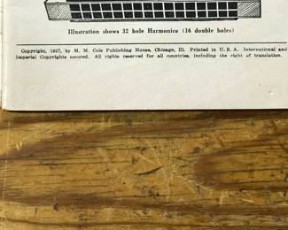 Copyright page of "New Standard Harmonica Course" by Margaret J Synnberg of McKinley High School, Chicago, published by MM Cole Publishing House in 1927