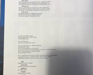 Copyright page of "Five Lives" by Leni Riefenstahl published by Taschen in 2000