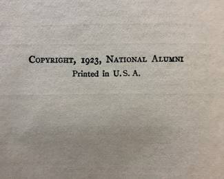 Copyright page of "Source Records of the Great War, Volume VI, AD 1918" copyright National Alumni in 1923