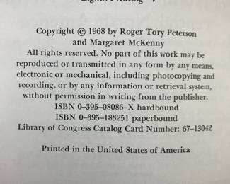 Copyright page of "A Field Guide to Wildflowers of Northeastern and North-Central North America" by Roger Tory Peterson and Margaret McKenny, The Peterson Field Guide Series, Eighth Printing, copyright 1968
