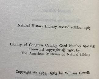Copyright page of "Back of History"by William Howels, published by Doubleday & Company, Inc. in 1954