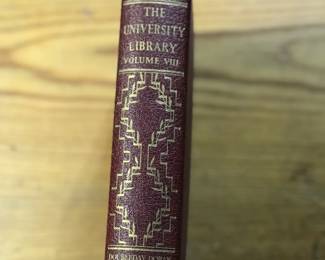 Spine detail of "The University Library, Volume VIII" published by Doubleday Doran in 1936
